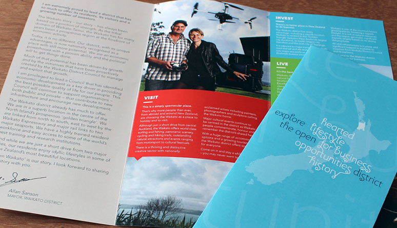 Sample of the tri-fold brochure developed for Open Waikato.